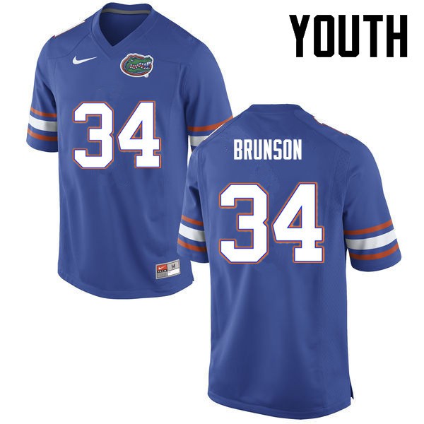 Florida Gators Youth #34 Lacedrick Brunson College Football Blue